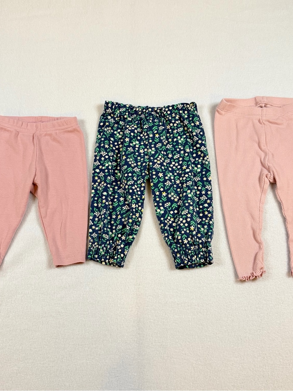 Carter's Navy Floral Elastic Waist Leggings with 2 Pink Pairs